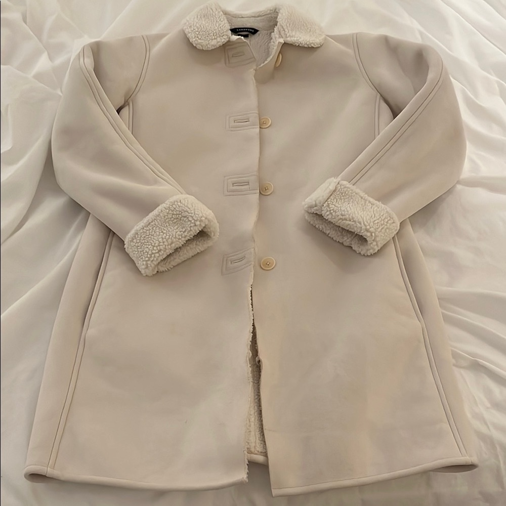 Land’s End Cream Shearling-Lined Coat size XS